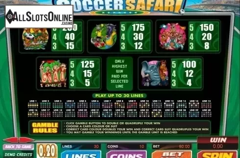 Screen5. Soccer Safari from Microgaming