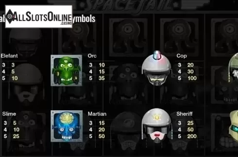 Paytable 1. Space Jail from Thunderspin