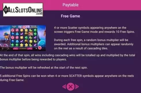 Free Spins feature screen