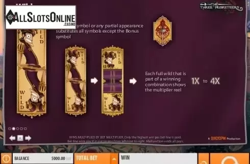 Paytable 2. The Three Musketeers (Quickspin) from Quickspin