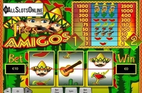 Game Workflow screen. Tres Amigos from Playtech