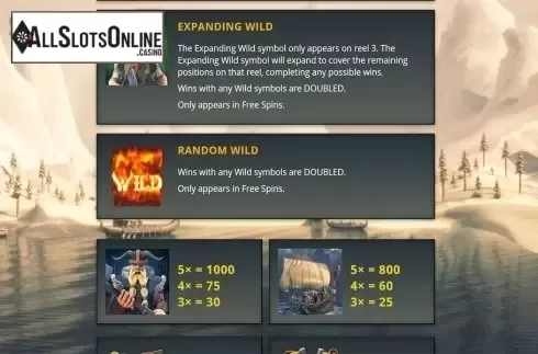 Paytable 2. Vikingdom from Genii