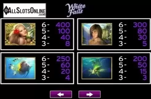 Paytable 2. White Falls from High 5 Games