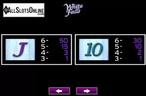 Paytable 4. White Falls from High 5 Games