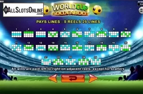 Paytable 4. World Cup Golden Boot from Spadegaming