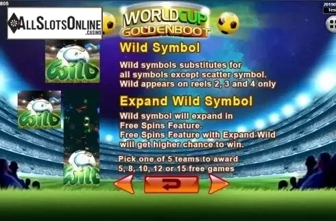 Paytable 2. World Cup Golden Boot from Spadegaming