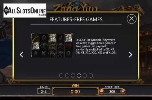 Paytable 4. Zhao Yun from Dragoon Soft