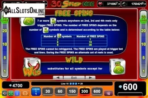 Features. 30 Spicy Dice from EGT