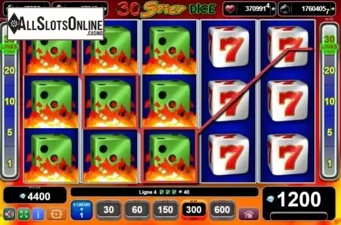 Win Screen. 30 Spicy Dice from EGT
