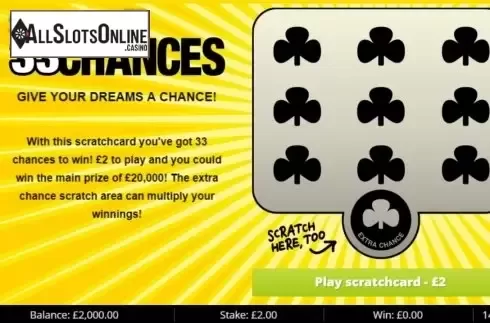 Start Screen. 33 Chances from Gluck Games