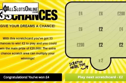 Win Screen 2. 33 Chances from Gluck Games