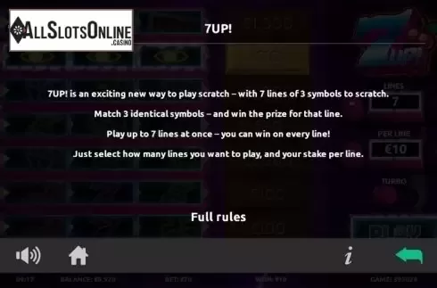Paytable 1. 7UP! (gemevy) from gamevy