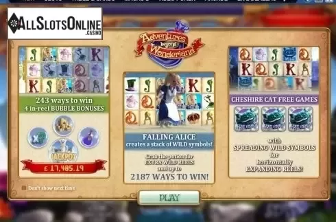 Screen 1. Adventures beyond Wonderland from SUNFOX Games