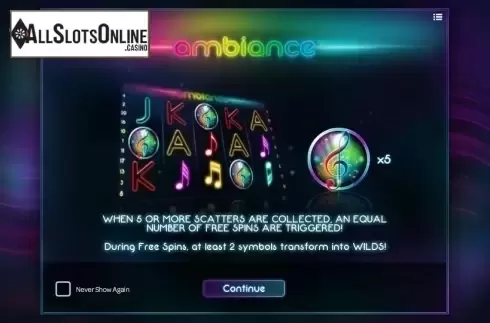Game features. Ambiance from iSoftBet