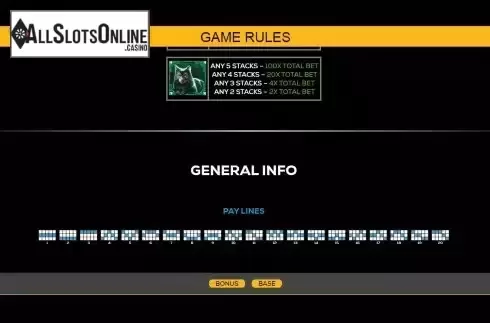 Paylines screen