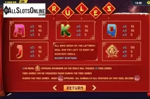 Paytable 2. Big Red (Dream Tech) from Dream Tech