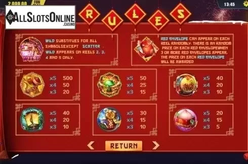 Paytable 1. Big Red (Dream Tech) from Dream Tech