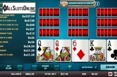 Game Screen 1. Bonus Deuces Wild (Red Rake) from Red Rake
