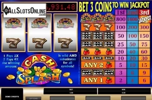 Screen2. Cash Splash 3 Reel from Microgaming