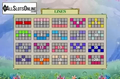 Paylines screen. Charming Sorceress from KA Gaming