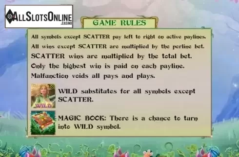 Features screen. Charming Sorceress from KA Gaming