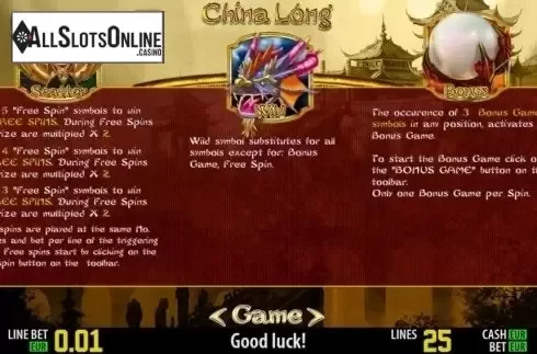 Paytable 2. China Long HD from World Match