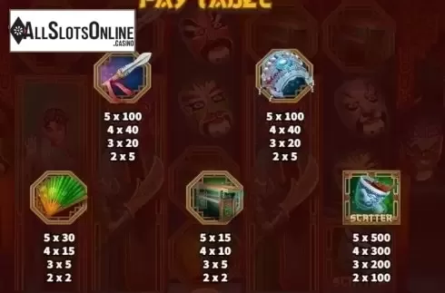 Paytable 1. Chinese Opera from KA Gaming