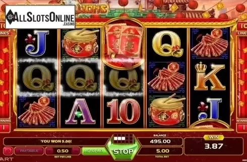 Win screen. Dancing Lions from GameArt