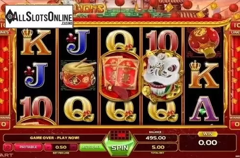 Reels screen. Dancing Lions from GameArt