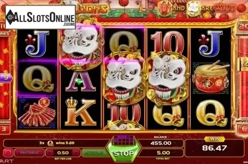 Free spins screen 3. Dancing Lions from GameArt