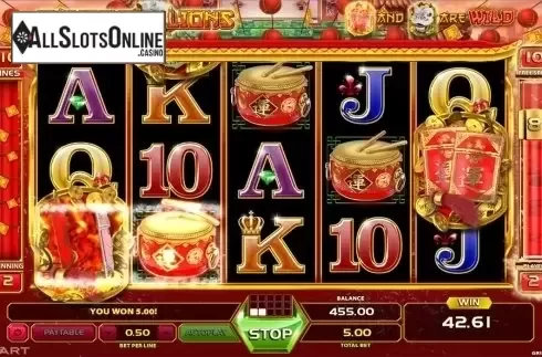 Free spins screen 2. Dancing Lions from GameArt