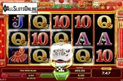 Free spins screen. Dancing Lions from GameArt