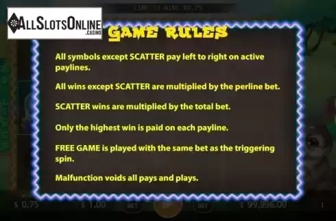 Game Rules screen