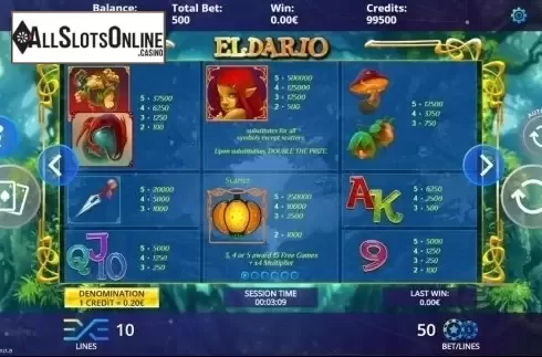Paytable. Eldario from DLV