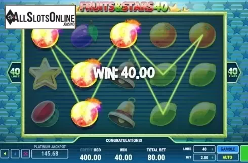 Win Screen. Fruits & Stars 40 from Fazi