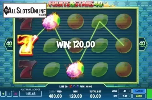 Win Screen. Fruits & Stars 40 from Fazi