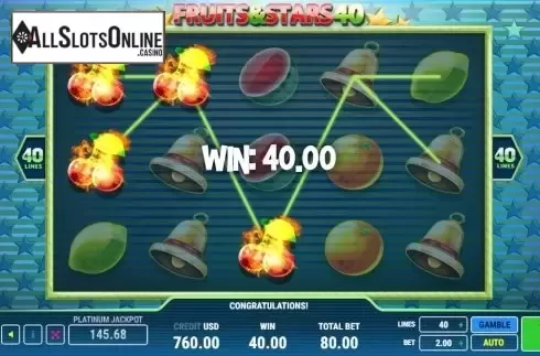 Win Screen. Fruits & Stars 40 from Fazi