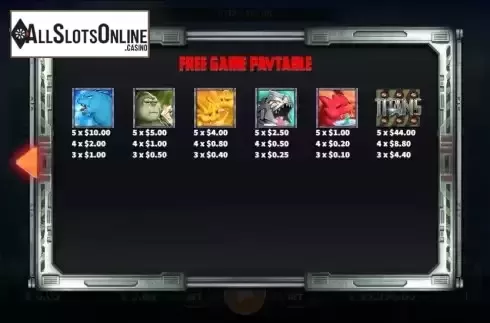 Paytable screen 2