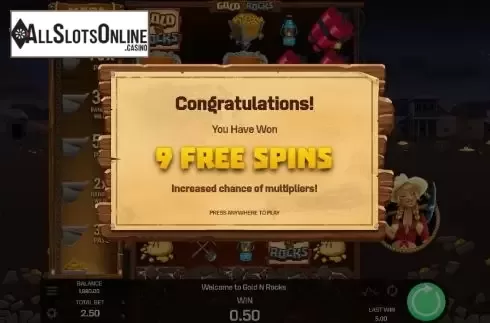 Win FS screen. Gold 'N' Rocks from Golden Rock Studios