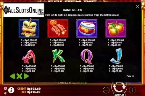 Paylines. Golden Pig (Pragmatic Play) from Pragmatic Play