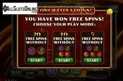 Free Spins screen