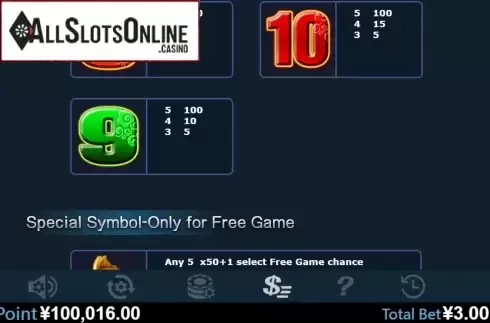 Paytable 3. Good Fortune (Virtual Tech) from Virtual Tech