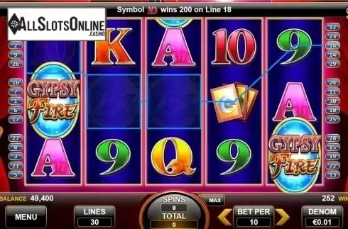 Free spins win screen. Gypsy Fire from Nektan