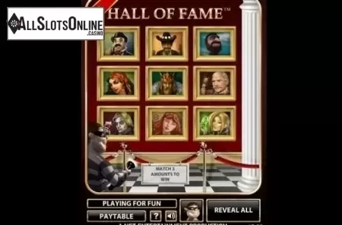Game Screen. Hall of Fame from NetEnt