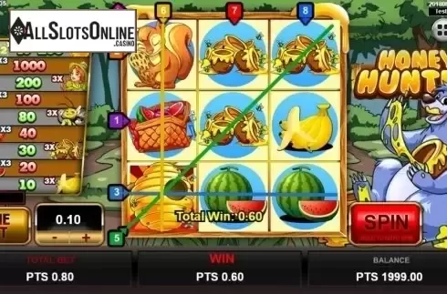 Win screen. Honey Hunter from Spadegaming