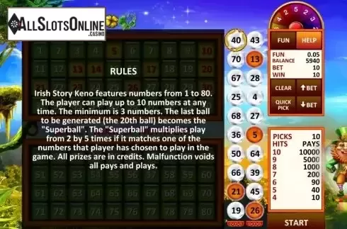 Game Rules screen