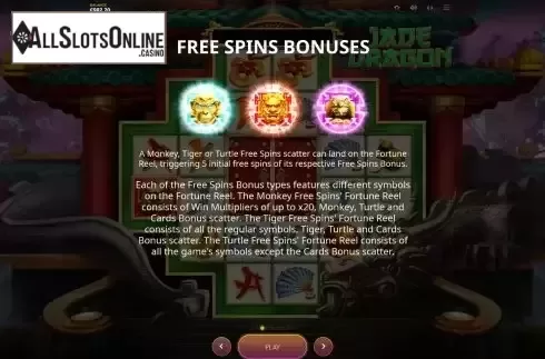 Free Spins screen