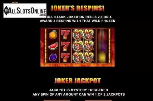 Features screen. Joker Hot Reels from Playtech Origins