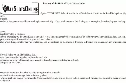 Game Rules. Journey of the Gods from Blueprint
