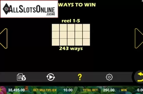 Paytable. Jungle Jillions from Aspect Gaming
